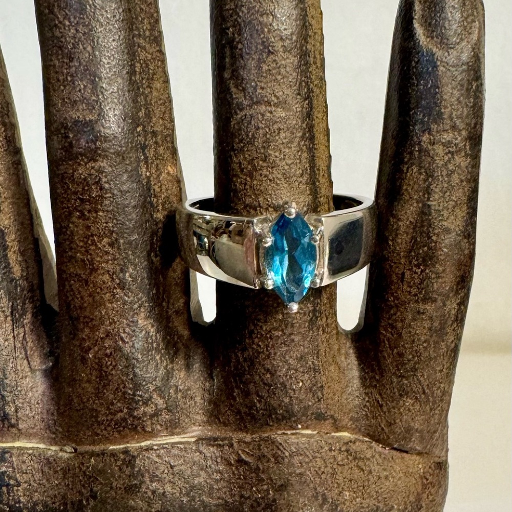 Blue Topaz Marquise Sterling Silver Ring